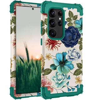 Foto 1 | Foto 1 | Funda Hocase Para Samsung Galaxy S24 Ultra 6.8 2024 Con Flores De Color Verde Azulado - Venta Internacional.