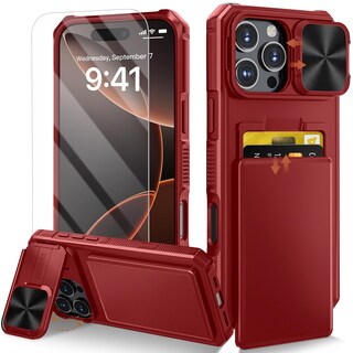 Foto 1 | Foto 1 | Funda Givelot 5 En 1 Para Iphone 16 Pro Max Con Tarjetero Color Rojo - Venta Internacional.