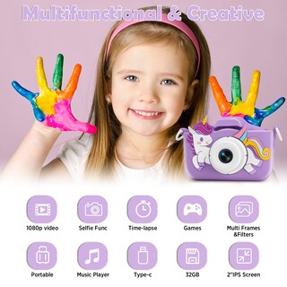 Foto 2 | Foto 2 | Cámara Para Niños Pouene Digital 1080p Con Funda De Silicona Sd De 32 Gb - Venta Internacional.