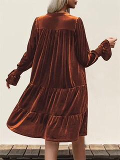 Foto 4 | Foto 4 | Vestido Feiysoi 2024 Elegante De Terciopelo De Manga Larga Para Mujer Naranja - Venta Internacional.