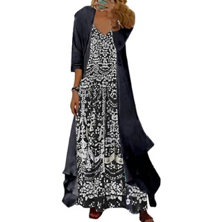 Foto 1 | Foto 1 | Set De 2 Piezas Akivide Vestido Maxi Casual Bohemio Con Estampado Floral Para Mujer - Venta Internacional.