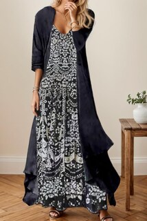 Foto 2 | Foto 2 | Set De 2 Piezas Akivide Vestido Maxi Casual Bohemio Con Estampado Floral Para Mujer - Venta Internacional.