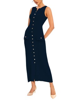 Foto 1 | Foto 1 | Vestido Largo Bqdcqb Para Mujer Sin Mangas Ajustado Acanalado Azul Marino - Venta Internacional.