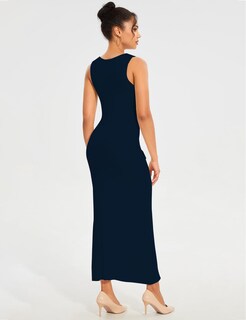 Foto 7 | Foto 7 | Vestido Largo Bqdcqb Para Mujer Sin Mangas Ajustado Acanalado Azul Marino - Venta Internacional.