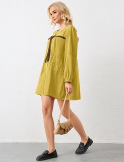 Foto 7 | Foto 7 | Vestido Calbatic Para Mujer Fluido Manga Larga Y Abullonada Mini Verde - Venta Internacional.