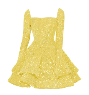 Foto 1 | Foto 1 | Vestido De Bienvenida Yoff Con Purpurina  Lentejuelas Escalonadas  Línea A  Amarillo 10 - Venta Internacional.