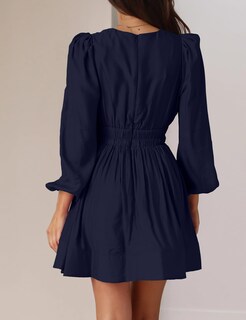 Foto 5 | Foto 5 | Vestido Faiable Mini Con Cuello En V Profundo Y Manga Larga Para Mujer Color Azul Marino - Venta Internacional.