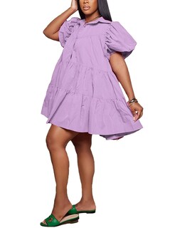 Foto 1 | Foto 1 | Vestido Wokanse Fluido  Casual  Con Botones  Cuello En V  Color Morado S - Venta Internacional.
