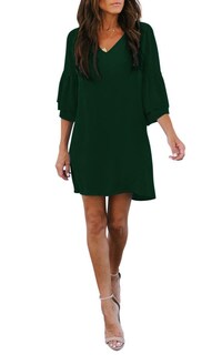 Foto 3 | Foto 3 | Vestido De Verano Belongsci 2023 Con Cuello En V Y Manga Acampanada Para Mujer - Venta Internacional.