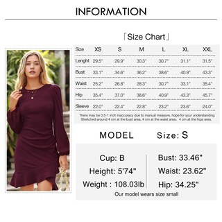 Foto 6 | Foto 6 | Vestido Byinns 2024 Suéter De Punto Ajustado Mini Rojo Vino Para Mujer - Venta Internacional.