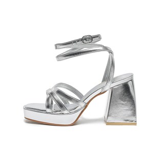Foto 2 | Foto 2 | Tacones De Plataforma Amoji 305 Silver Para Mujer Talla 6 - Venta Internacional.