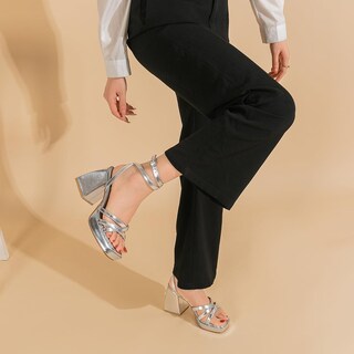 Foto 6 | Foto 6 | Tacones De Plataforma Amoji 305 Silver Para Mujer Talla 6 - Venta Internacional.