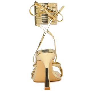 Foto 4 | Foto 4 | Sandalias De Tacón Mostrin Gold Con Tiras Y Cordones Para Mujer - Venta Internacional.