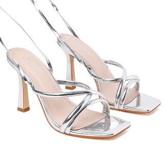 Foto 3 | Foto 3 | Sandalias De Aguja Heels Mostrin Con Tiras Plateadas Para Mujer 6.5 - Venta Internacional.