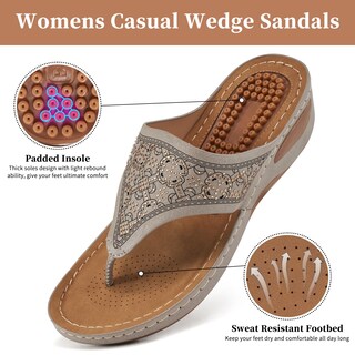 Foto 3 | Foto 3 | Sandalias Ecetana Dressy Wedge Cómodas Antideslizantes Con Diamantes De Imitación - Venta Internacional.