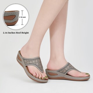 Foto 5 | Foto 5 | Sandalias Ecetana Dressy Wedge Cómodas Antideslizantes Con Diamantes De Imitación - Venta Internacional.