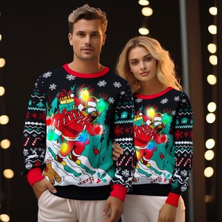 Foto 4 | Foto 4 | Jersey Navideño Zengents De Punto Iluminado Para Hombre - Venta Internacional.