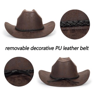 Foto 4 | Foto 4 | Sombrero De Vaquero Mawjom De Piel Sintética Sintética Western Coffee Unisex - Venta Internacional.