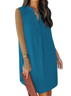 Foto 3 | Foto 3 | Vestido Wkior Para Mujer Cuello En V Sin Mangas Casual Verano Color Índigo M - Venta Internacional.