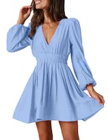 Vestido Faiable Mini Con Cuello En V Profundo Y Manga Larga Para Mujer - Venta Internacional.