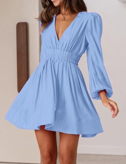 Foto 3 | Foto 3 | Vestido Faiable Mini Con Cuello En V Profundo Y Manga Larga Para Mujer - Venta Internacional.