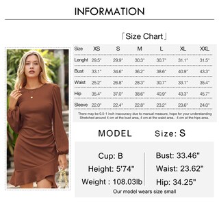 Foto 6 | Foto 6 | Vestido Byinns 2024 Suéter De Punto Ajustado Con Minivolantes Dobladillo Marrón - Venta Internacional.