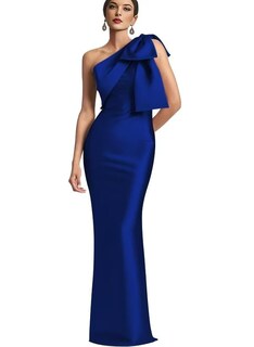 Foto 1 | Foto 1 | Vestido De Fiesta Mkojaa De Satén Largo Con Un Solo Hombro Azul Real Us24 - Venta Internacional.