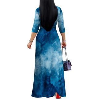 Foto 3 | Foto 3 | Vestido Largo Rosa Con Estampado Floral Cuello En V Mangas 3/4 Y Cinturón Para Mujer - Venta Internacional.