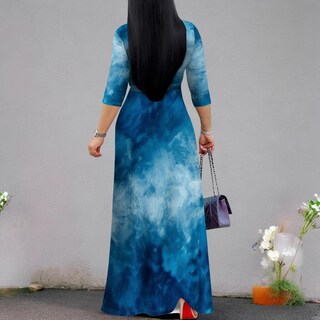 Foto 6 | Foto 6 | Vestido Largo Rosa Con Estampado Floral Cuello En V Mangas 3/4 Y Cinturón Para Mujer - Venta Internacional.