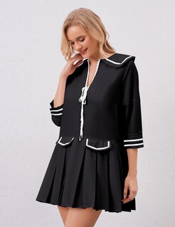 Foto 6 | Foto 6 | Minivestido Icobid Para Mujer Bonito Lazo Con Lazo Abierto En La Parte Delantera Negro - Venta Internacional.
