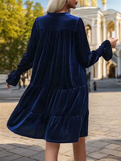 Foto 5 | Foto 5 | Vestido Feiysoi 2024 Elegante De Terciopelo De Manga Larga Con Cuello En V Para Mujer - Venta Internacional.