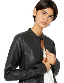 Foto 3 | Foto 3 | Chaqueta Sebby Collection De Piel Sintética Moto Black Para Mujer Xl - Venta Internacional.
