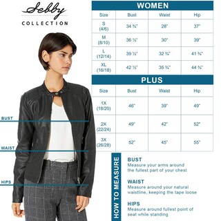 Foto 5 | Foto 5 | Chaqueta Sebby Collection De Piel Sintética Moto Black Para Mujer Xl - Venta Internacional.