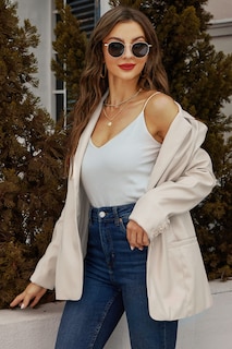 Foto 4 | Foto 4 | Chaqueta Blazer Risissida 21002 Para Mujer De Piel Sintética Blanca - Venta Internacional.