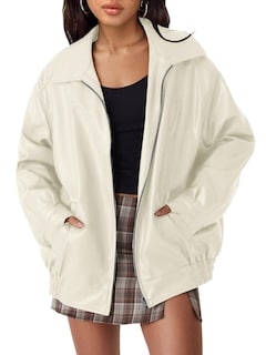 Foto 1 | Foto 1 | Chaqueta De Cuero Automet De Gran Tamaño De Gamuza Sintética Beige Para Mujer - Venta Internacional.