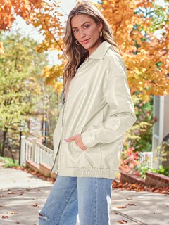 Foto 3 | Foto 3 | Chaqueta De Cuero Automet De Gran Tamaño De Gamuza Sintética Beige Para Mujer - Venta Internacional.