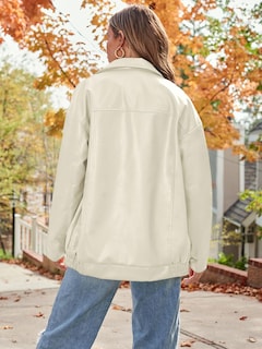 Foto 4 | Foto 4 | Chaqueta De Cuero Automet De Gran Tamaño De Gamuza Sintética Beige Para Mujer - Venta Internacional.
