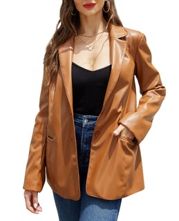 Foto 1 | Foto 1 | Chaqueta Tipo Blazer Risissida Para Mujer Piel Sintética Color Marrón 21002 X-s - Venta Internacional.