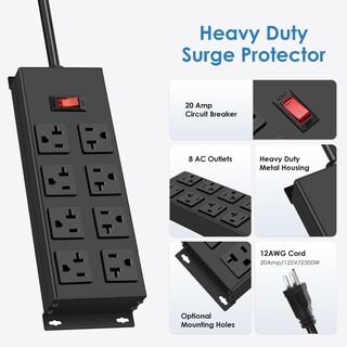 Foto 2 | Foto 2 | Power Strip Junnuj Heavy Duty 20 A 8 Enchufes Con Protección Contra Sobretensiones - Venta Internacional.