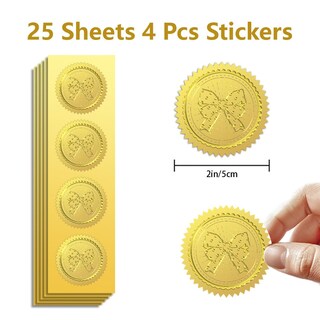 Foto 2 | Foto 2 | Sticker Seals Peacoblue Con Forma De Lazo Estampado En Lámina Dorada De 5 Cm 100 Unidades - Venta Internacional.