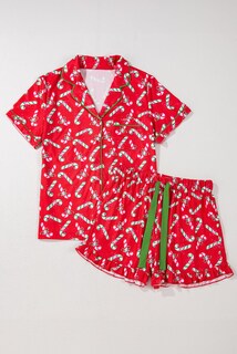 Foto 3 | Foto 3 | Conjunto De Pijama Kevamolly Con Estampado Navideño De Bastón De Caramelo Para Mujer Rojo Xl - Venta Internacional.