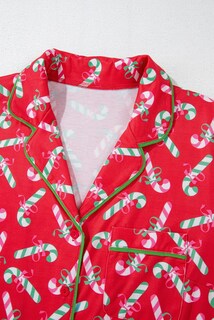 Foto 4 | Foto 4 | Conjunto De Pijama Kevamolly Con Estampado Navideño De Bastón De Caramelo Para Mujer Rojo Xl - Venta Internacional.
