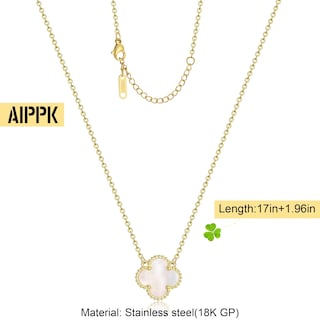 Foto 2 | Foto 2 | Collar Aippk Con Colgante De Trébol Van Cleef Chapado En Oro De 18 Quilates - Venta Internacional.
