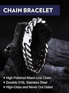 Foto 4 | Foto 4 | Brazalete Bandmax Chunky Big Miami Con Cadena De Eslabones Cubanos De 18 Cm Para Hombre - Venta Internacional.