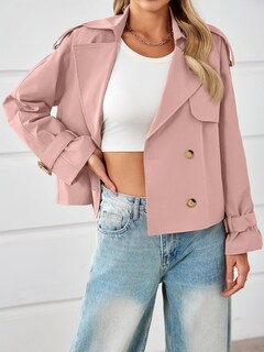 Foto 3 | Foto 3 | Gabardina Corta Tankaneo De Poliéster Con Doble Botonadura Para Mujer - Venta Internacional.