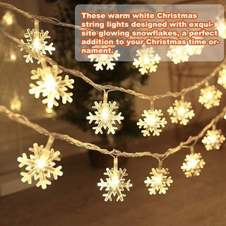 Foto 4 | Foto 4 | Lámpara Navideña De 6 M Y 40 Led Diseño De Copos De Nieve De Color Blanco Cálido - Venta Internacional.