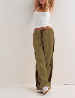 Foto 4 | Foto 4 | Pantalones Anchos Hongsui Con Cordón Y Talle Alto A Rayas Laterales - Venta Internacional.