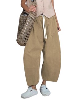 Foto 1 | Foto 1 | Pantalones Anchos Xiaoxuemeng Para Mujer Algodón Color Caqui Talla L - Venta Internacional.