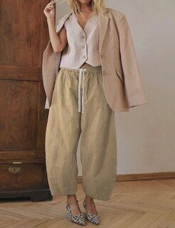 Foto 3 | Foto 3 | Pantalones Anchos Xiaoxuemeng Para Mujer Algodón Color Caqui Talla L - Venta Internacional.