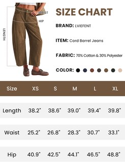 Foto 5 | Foto 5 | Pantalones Lviefent De Pana Anchos Para Mujer Talla Xl Color Marrón - Venta Internacional.